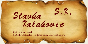 Slavka Kalaković vizit kartica